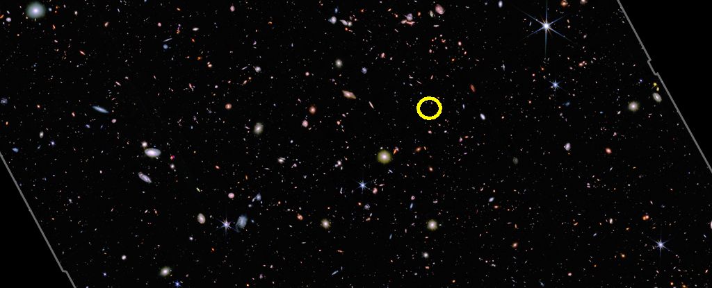 Teleskop Jamesa Webba odkrył najdalszą galaktykę. Powstała zaledwie 325 mln lat po Wielkim Wybuchu (fot. NASA, ESA, CSA, M. Zamani/ESA/Webb)