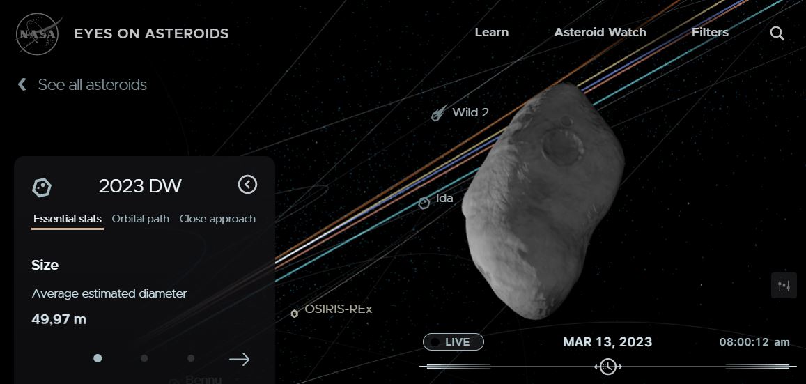 50-metrowa planetoida niebezpiecznie zbliży się do Ziemi w Walentynki. Na szczęście dopiero za 23 lata (fot. NASA JPL)