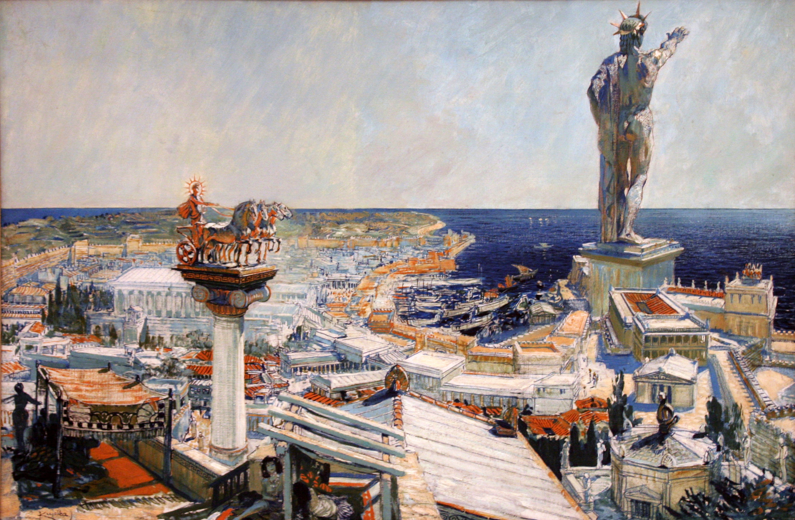 Jak naprawdę wyglądał Kolos z Rodos? Na pewno nie tak, jak na większości współczesnych ilustracji (Ryc. http://www.ancient.eu, Wikimedia Commons, CC-BY-SA-4.0)