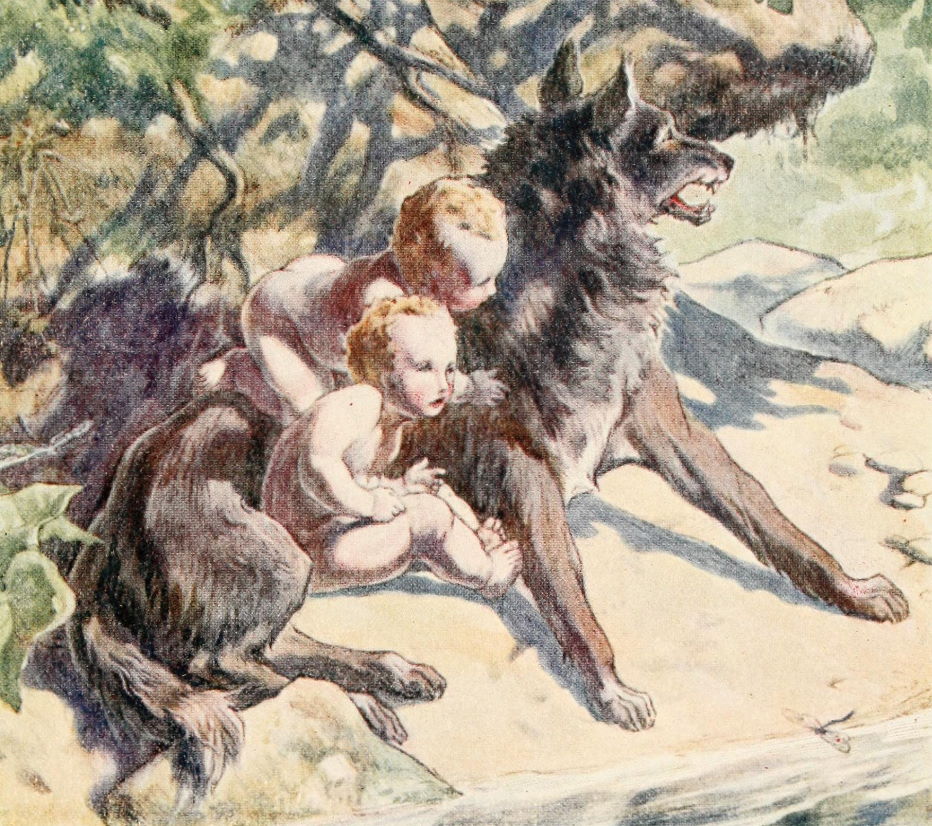 Założyciele Rzymu Romulus i Remus. Bohaterowie najsłynniejszej legendy o dzieciach wychowanych przez zwierzęta.