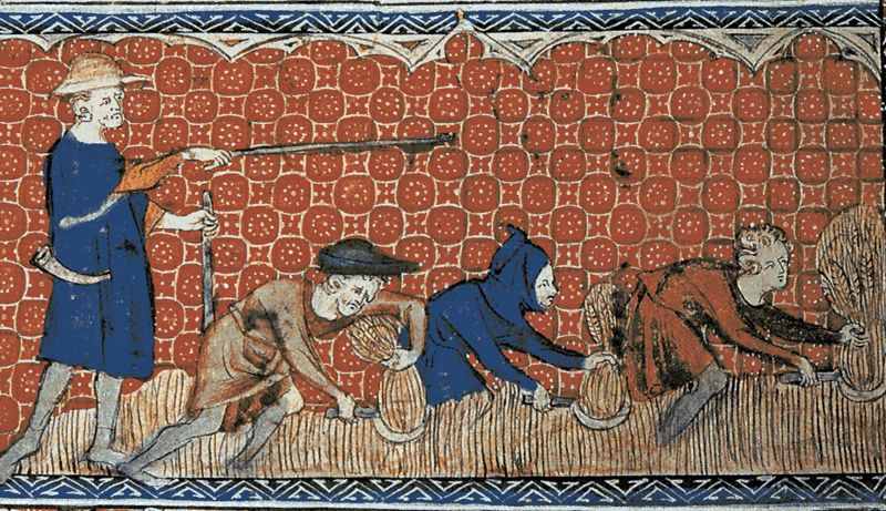 Feudalizm w średniowieczu – geneza, struktura i charakterystyka systemu feudalnego (ryc. Queen Mary's Psalter, Wikimedia Commons, public domain)