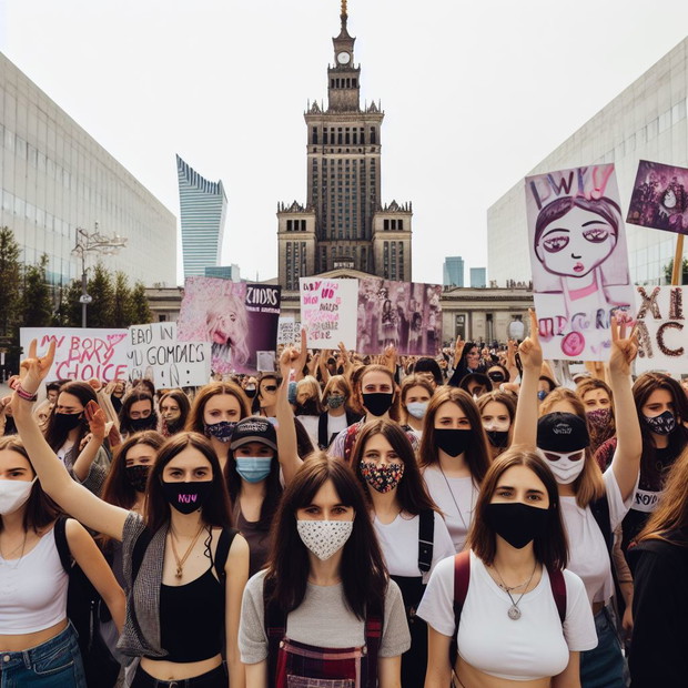 Prompt: protest kobiet w Warszawie