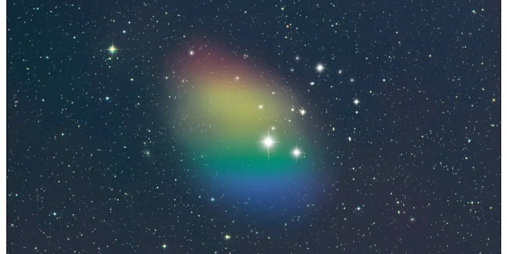 Astronomowie namierzyli niewidzialną galaktykę. Wydaje się być całkowicie pozbawiona gwiazd (fot. STScI POSS-II with additional illustration by NSF/GBO/P.Vosteen)