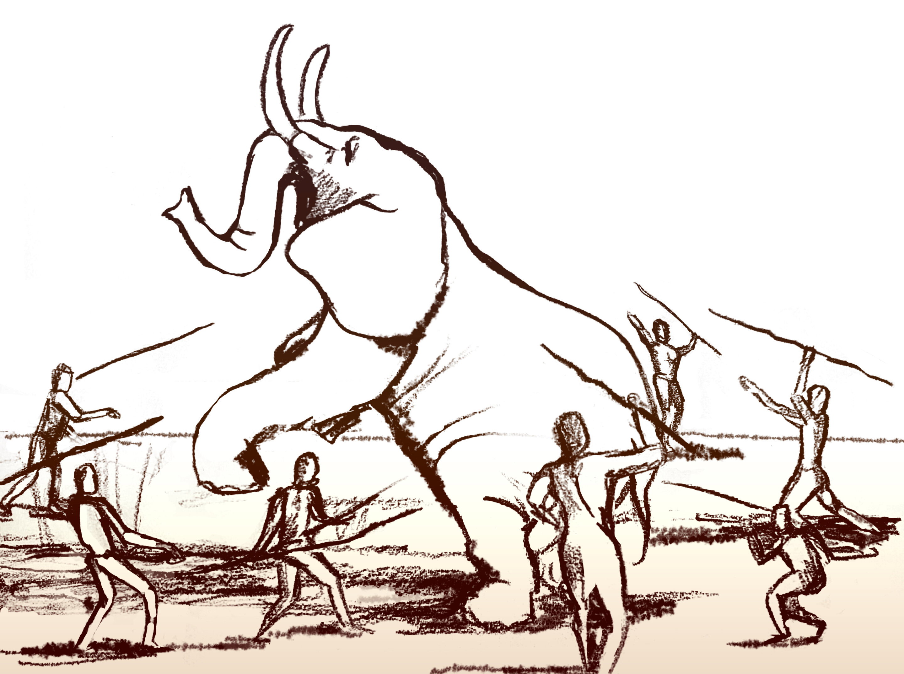 Homo erectus poluje na słonie