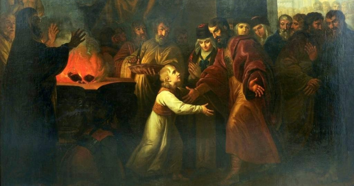 Postrzyżyny Mieszka I na obrazie Józefa Peszki (ok. 1810 r.). Fot. Archiwum