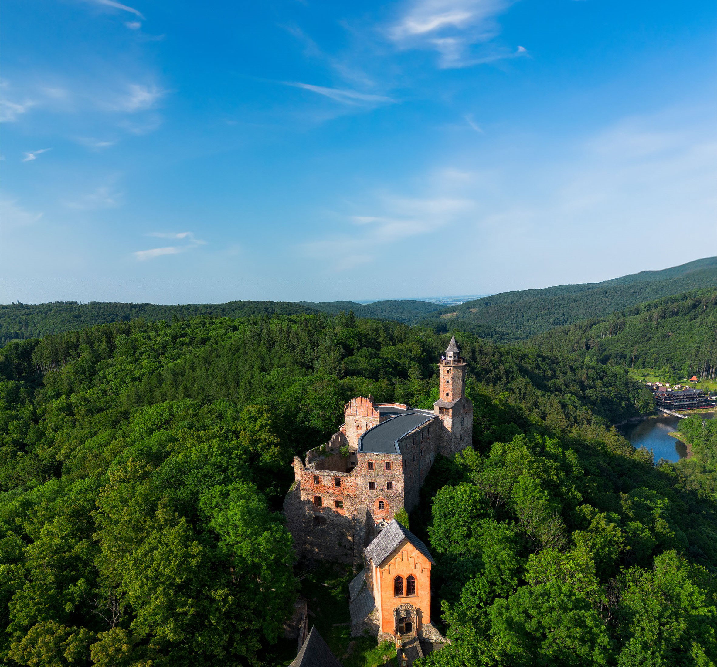 Grodno Castle on top of Mount Choina, Poland.