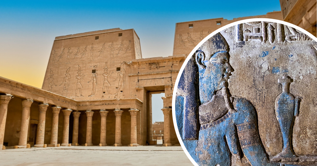 Płaskorzeźby bogów były pokryte złotem. Nowe odkrycie w egipskiej świątyni w Edfu/Fot. Martin Stadler / Universität Würzburg (P), Wirestock Creators via Shutterstock (L)