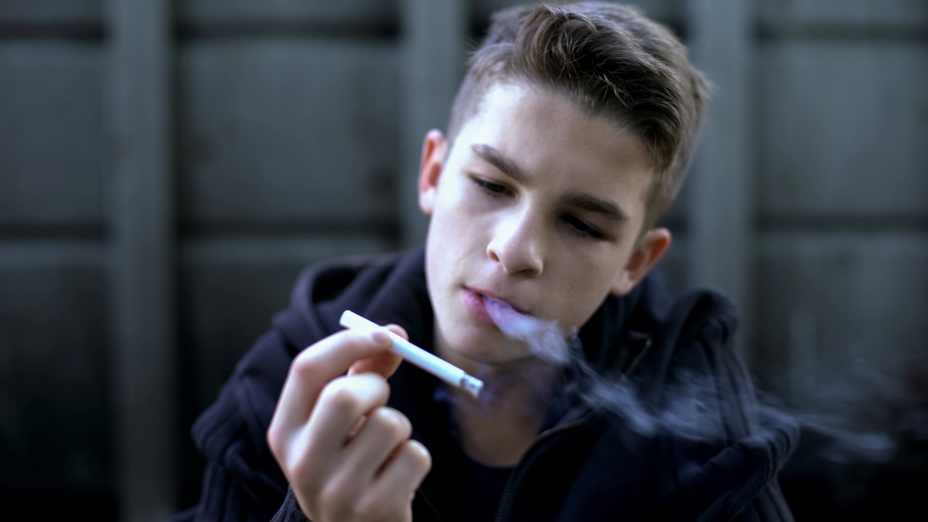 Boy,Smoking,Cigarette,,Influence,Of,Street,And,Bad,Company,,Childrens