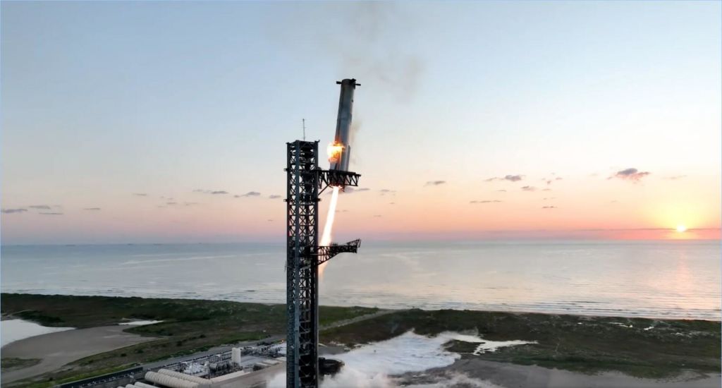 Mechazilla przechwyciła wracającą na Ziemię rakietę Super Heavy. SpaceX dokonał przełomu