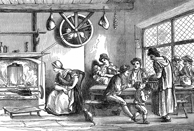 Turnspit dog at work in the inn at Newcastle.