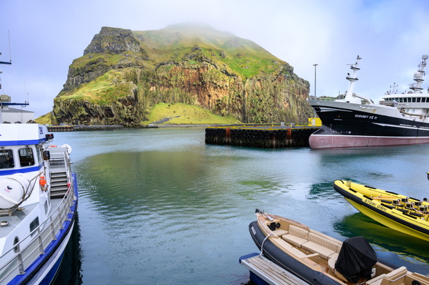Komercyjne kutry rybackie w porcie w Vestmannaeyjar, Islandia