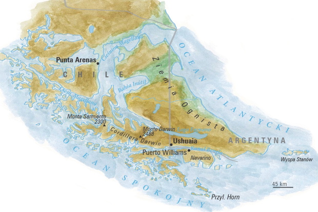 Ziemia Ognista mapa