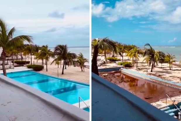 Krajobraz przed i po przejściu huraganu Melissa. Hotel Riu Reggae w popularnej wśród Polaków miejscowości Montego Bay.