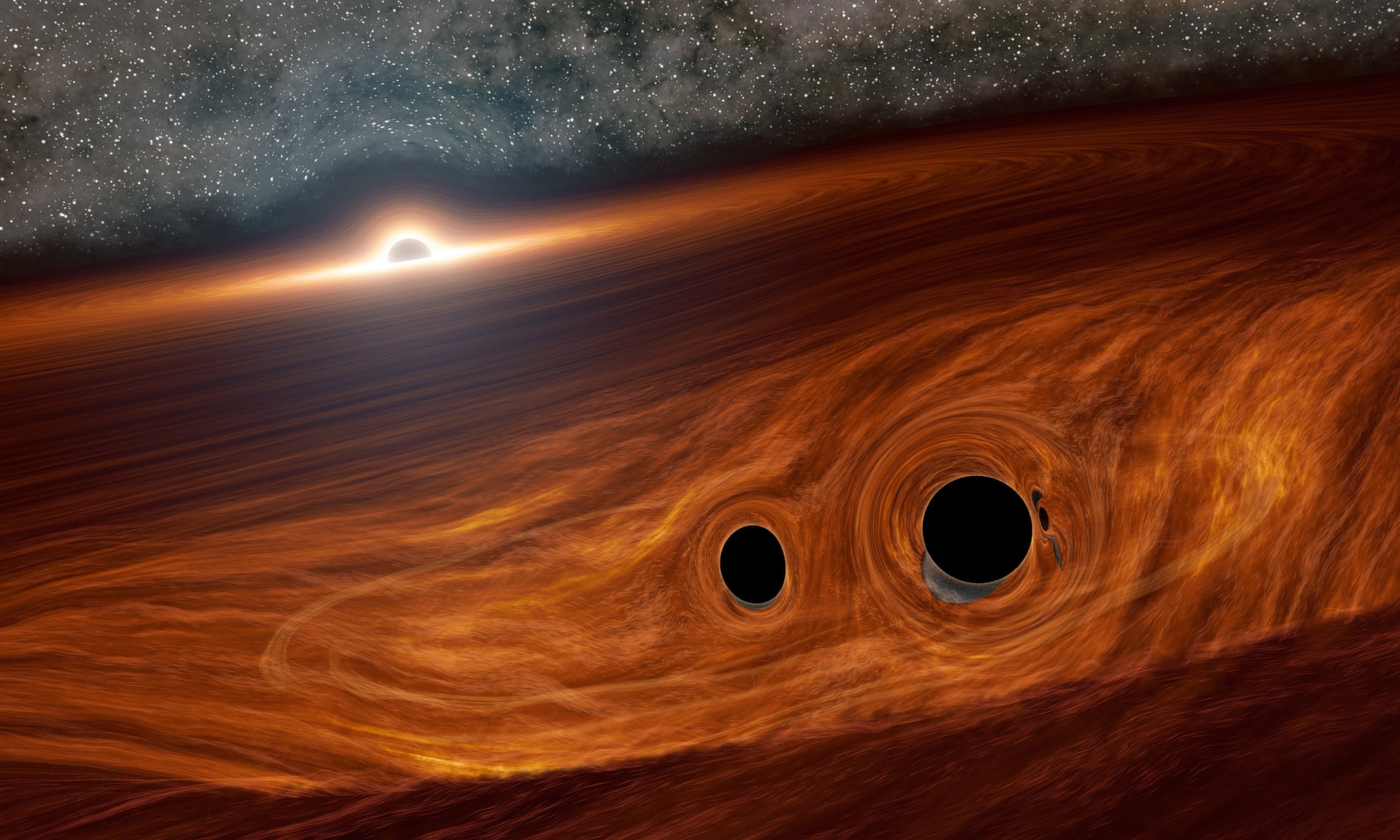 Matka Natura podbiła stawkę. Naukowcy zdołali zobaczyć zderzenie trzech czarnych dziur fot.  R. Hurt/IPAC/Caltech
