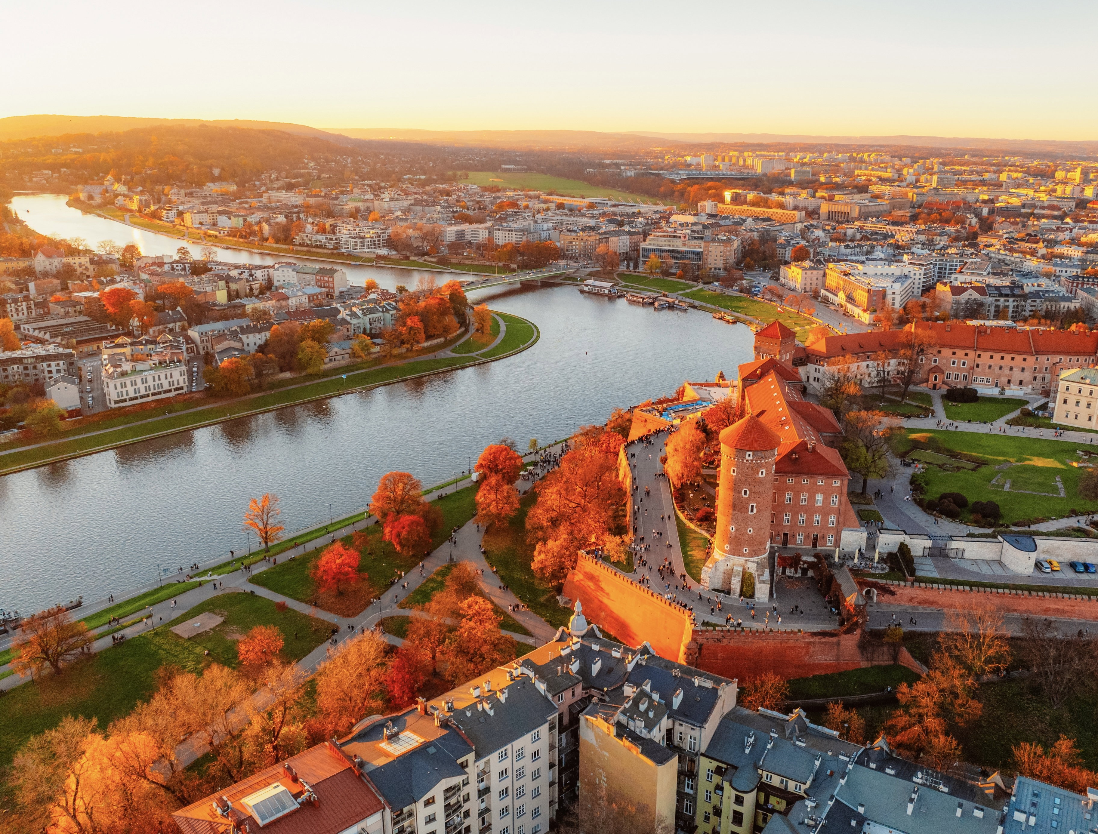 Widok na Wawel i Wisłę w Krakowie