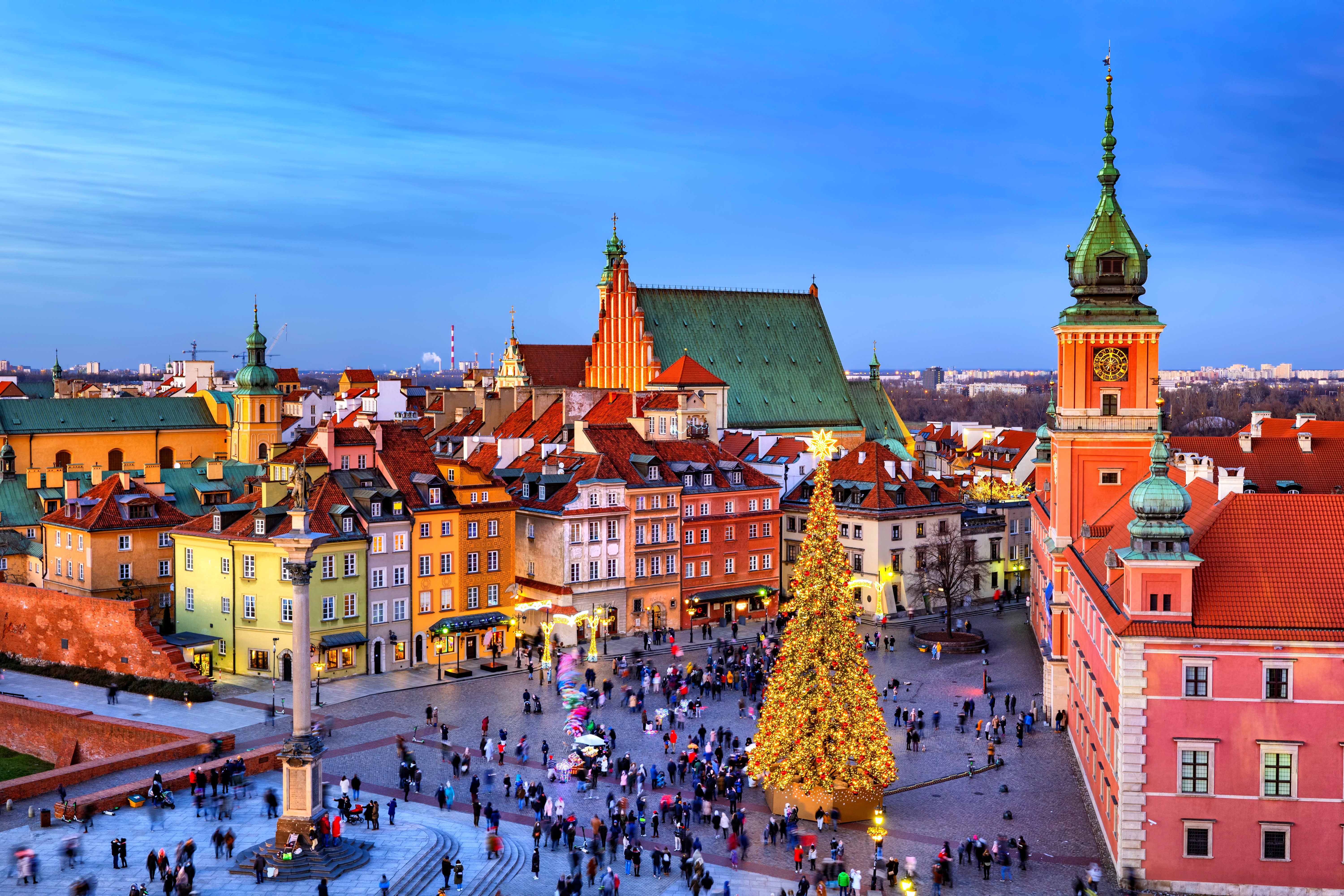 Warszawa, stare miasto w zimie
