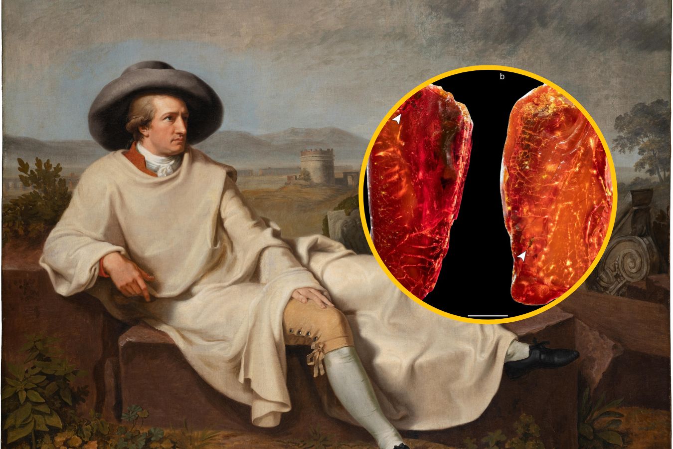 Johann Wolfgang von Goethe z jednym ze swoich bursztynów