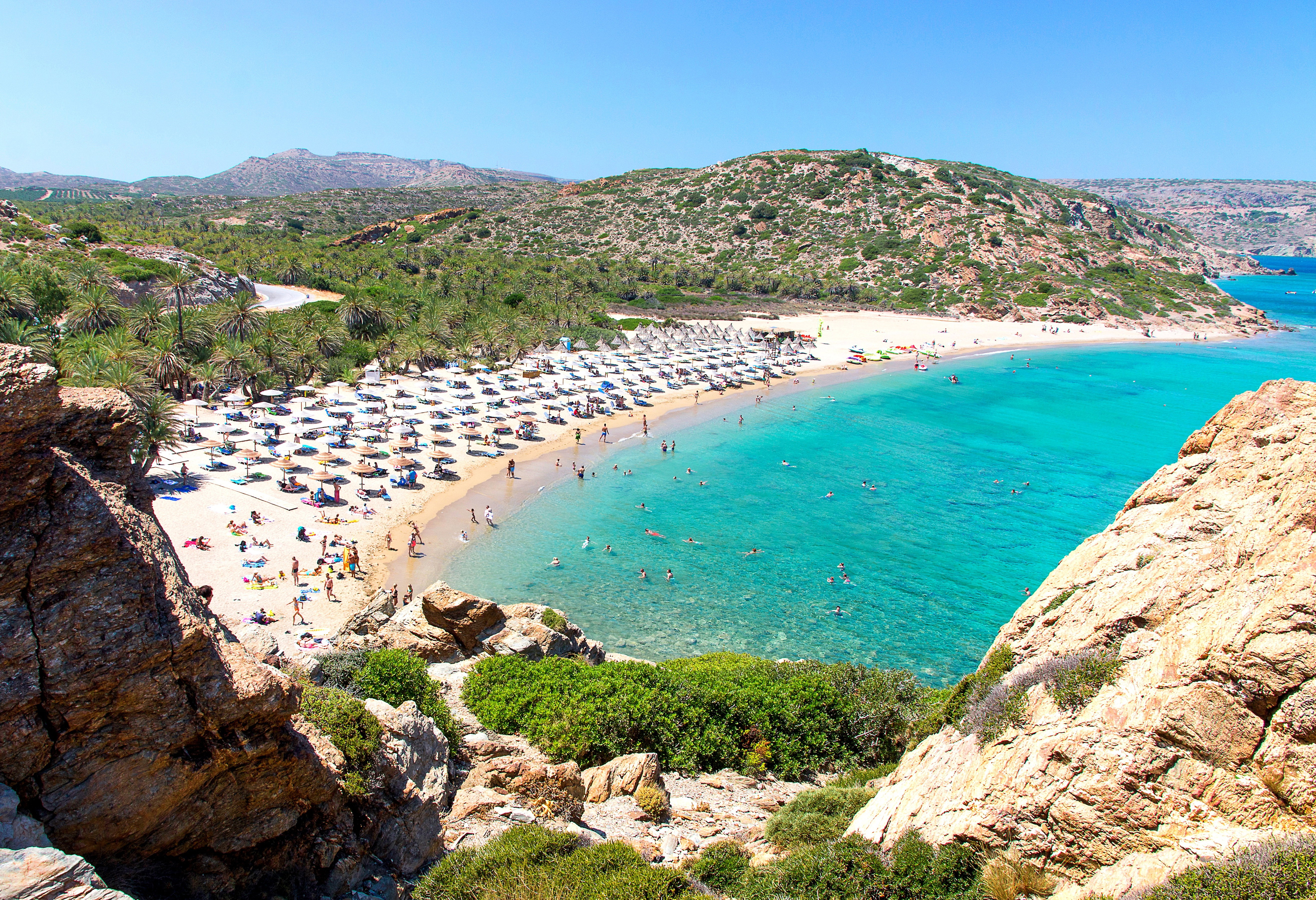 Widok na plażę w Vai, wschodnia Kreta, Grecja