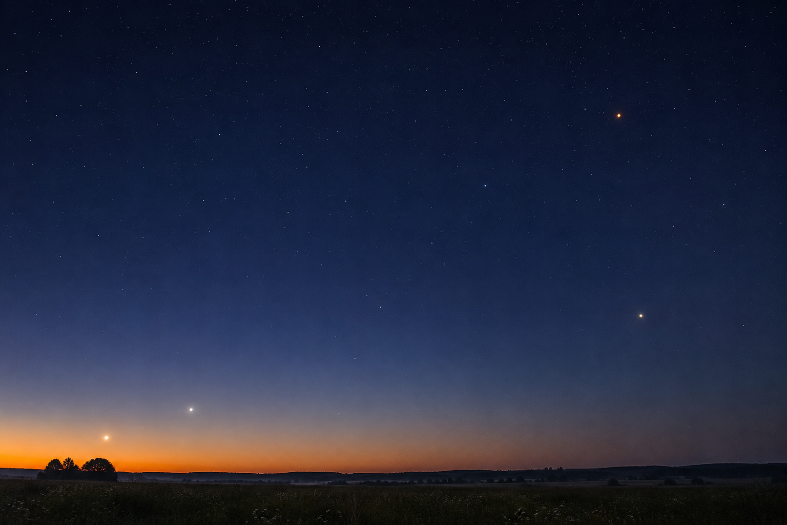 sześć planet na niebie
