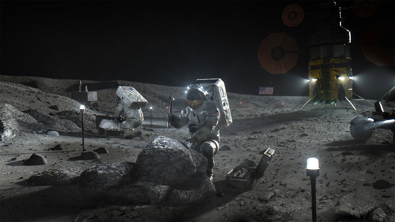 Wizualizacja lądowania misji Artemis III na Księżycu (fot. NASA/Artemis)