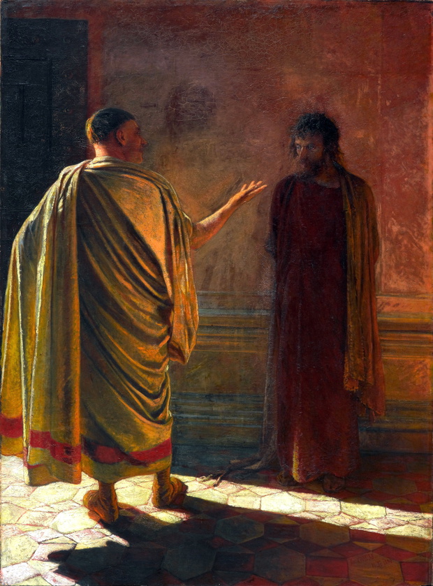 Poncjusz Piłat do Jezusa: Cóż to jest prawda? (mal. Nikołaj Gay, 1890)