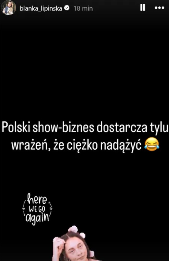 Wymowny komentarz Blanki Lipińskiej fot. Instagram @blanka_lipinska