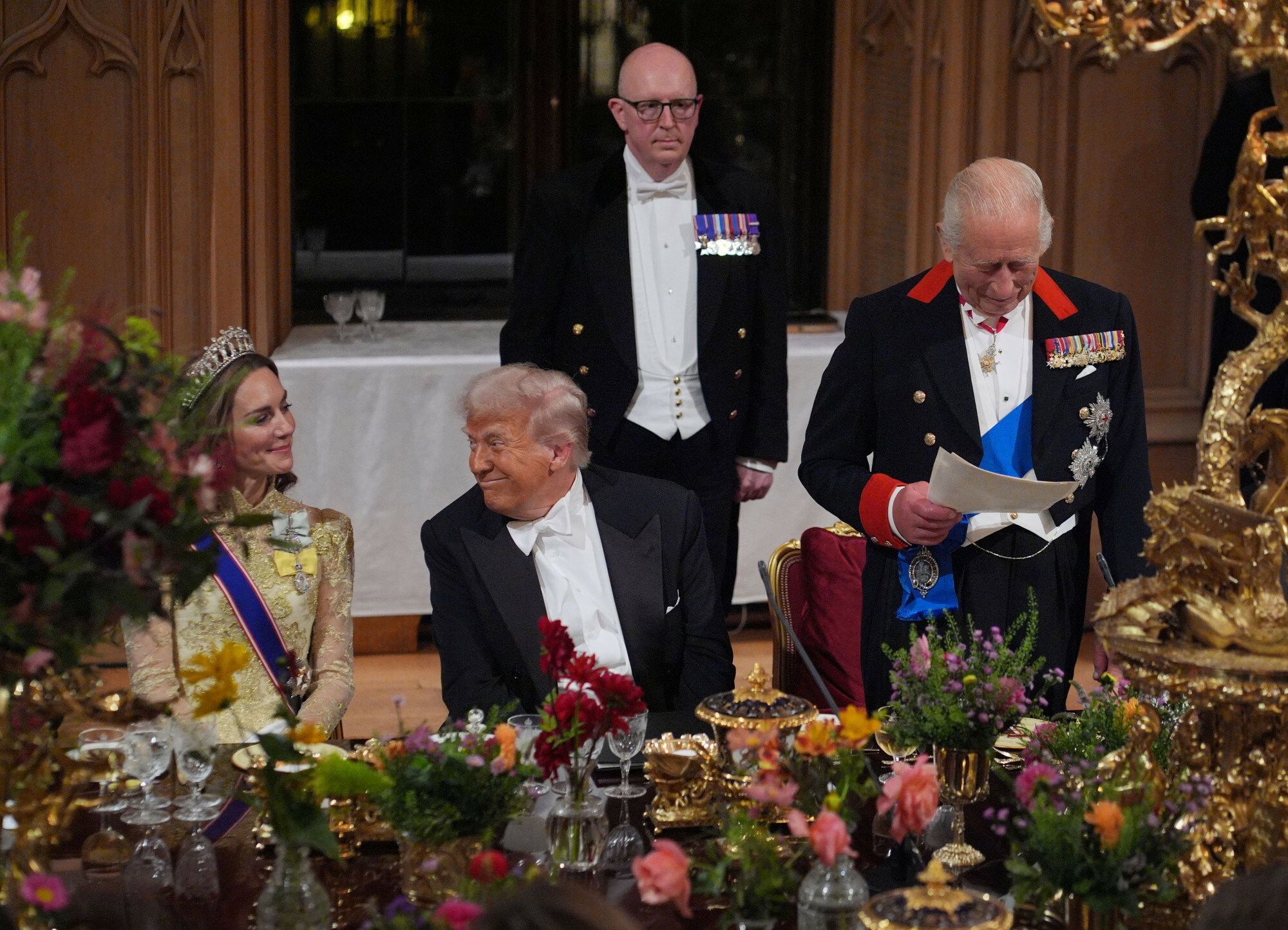Trump oczarowany księżną Kate! Emocje podczas bankietu w Windsorze
