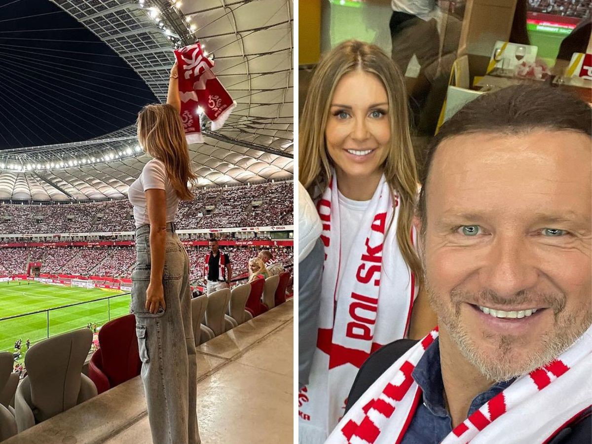 Małgorzata Rozenek z mężem na meczu Polski