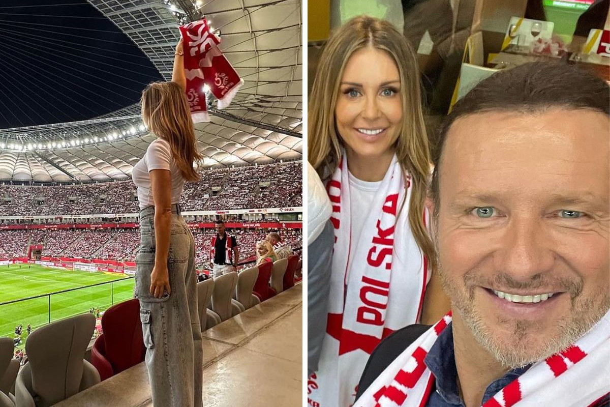 Małgorzata Rozenek z mężem na meczu Polski