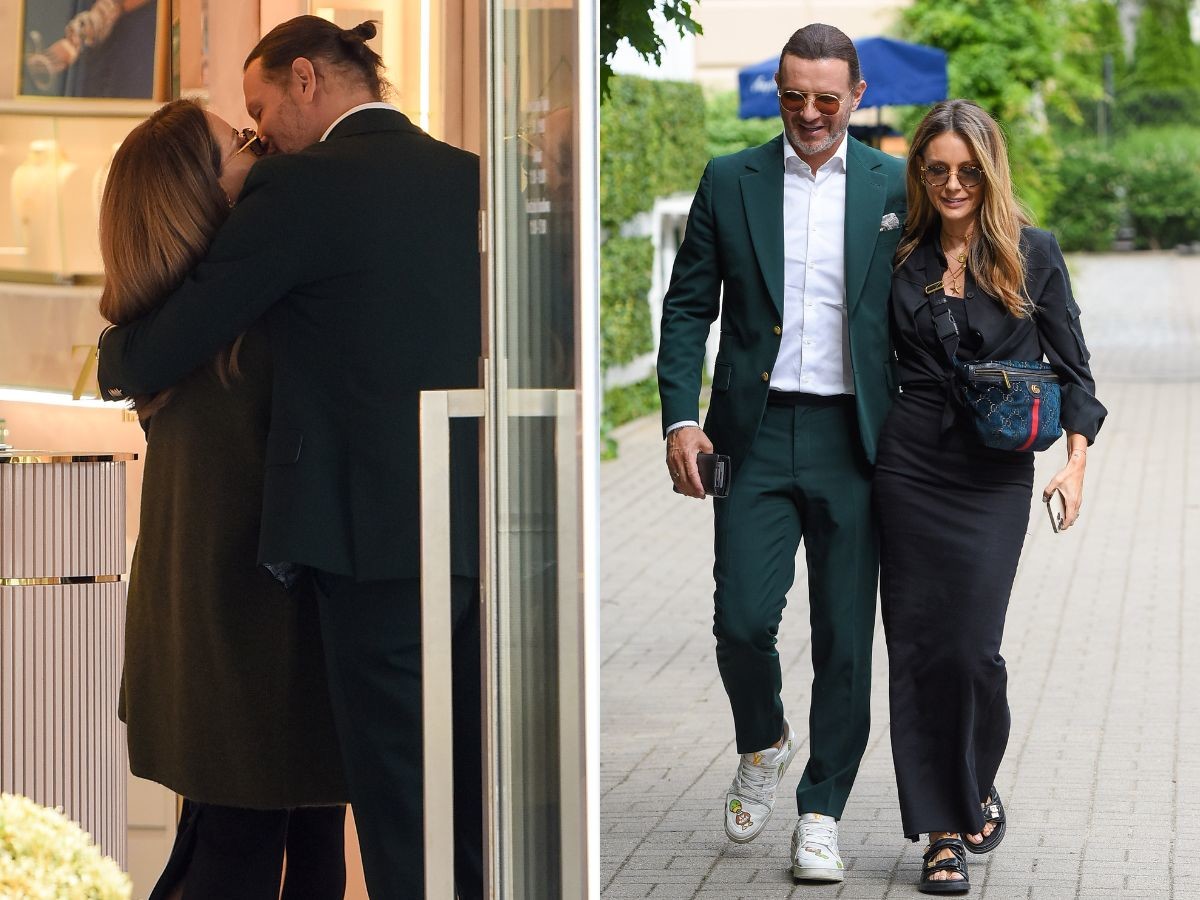 Małgorzata Rozenek i Radosław Majdan całują się w butiku