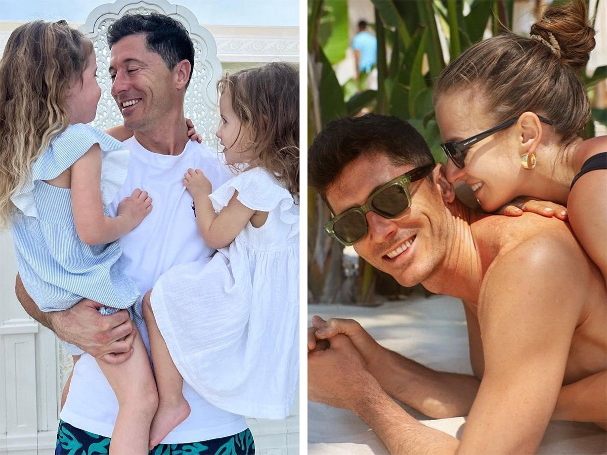 Anna Lewandowska z mężem i córkami