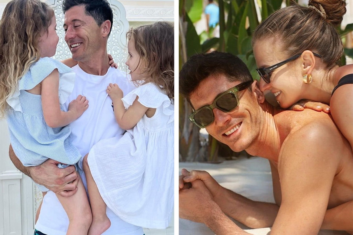 Anna Lewandowska z mężem i córkami