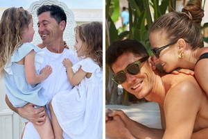 Anna Lewandowska z mężem i córkami