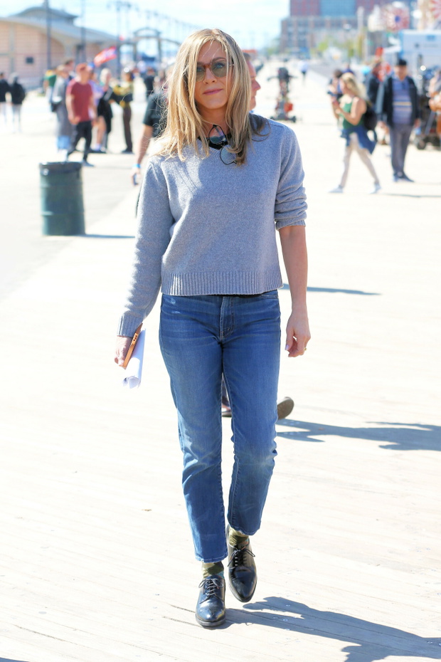 Jennifer Aniston na planie serialu "The Morning Show"