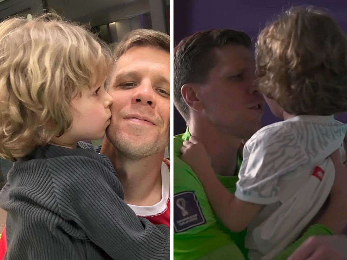 Wojciech Szczęsny pociesza synka
