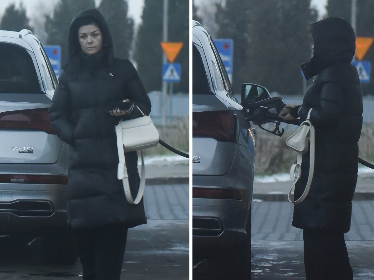 Katarzyna Cichopek na stacji benzynowej