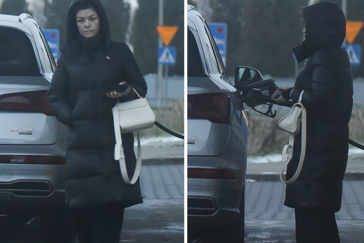 Katarzyna Cichopek na stacji benzynowej