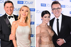 Katarzyna Cichopek i Maciej Kurzajewski, Małgorzata Opczkowska z mężem na gali 70-lecia TVP