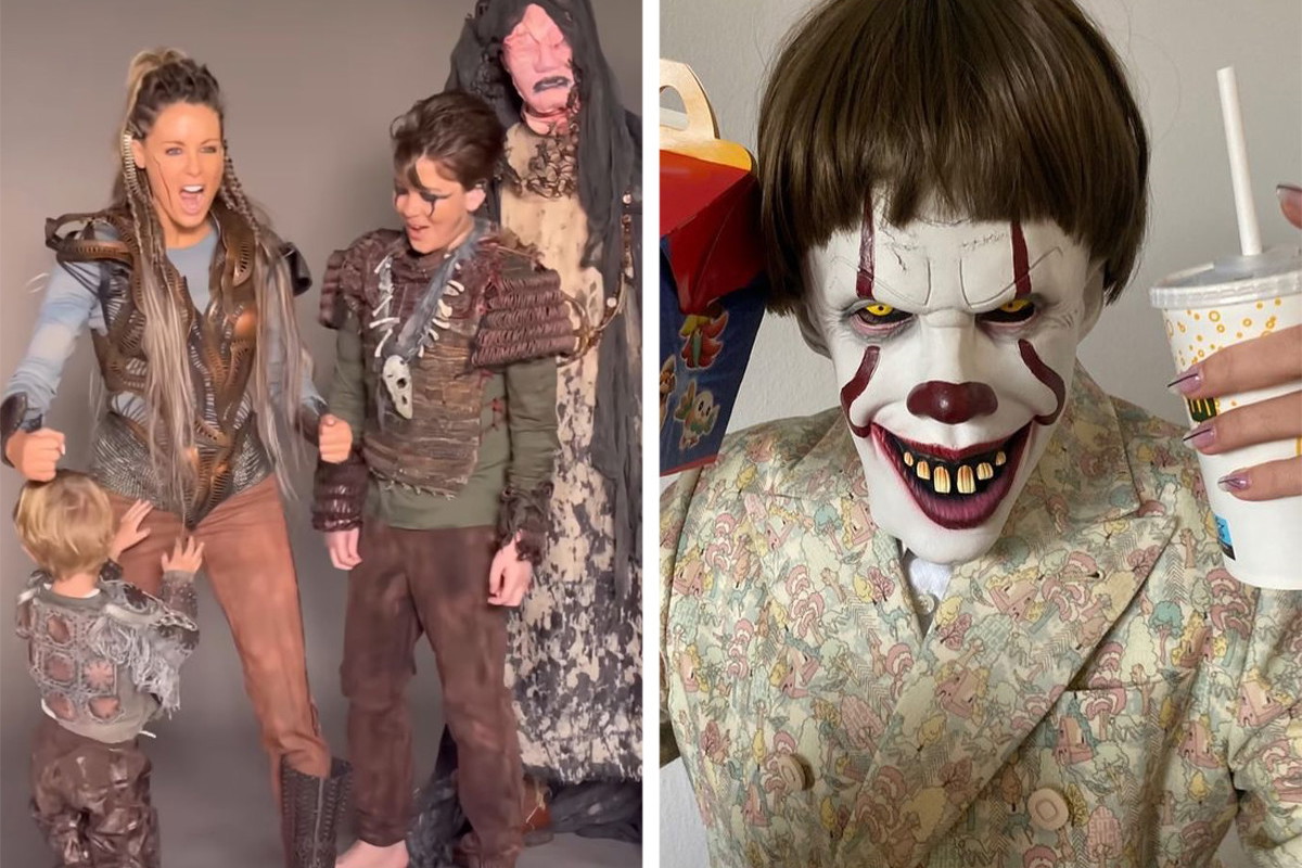 Małgorzata Rozenek, Radosław Majdan, Michał Szpak przebrani na Halloween