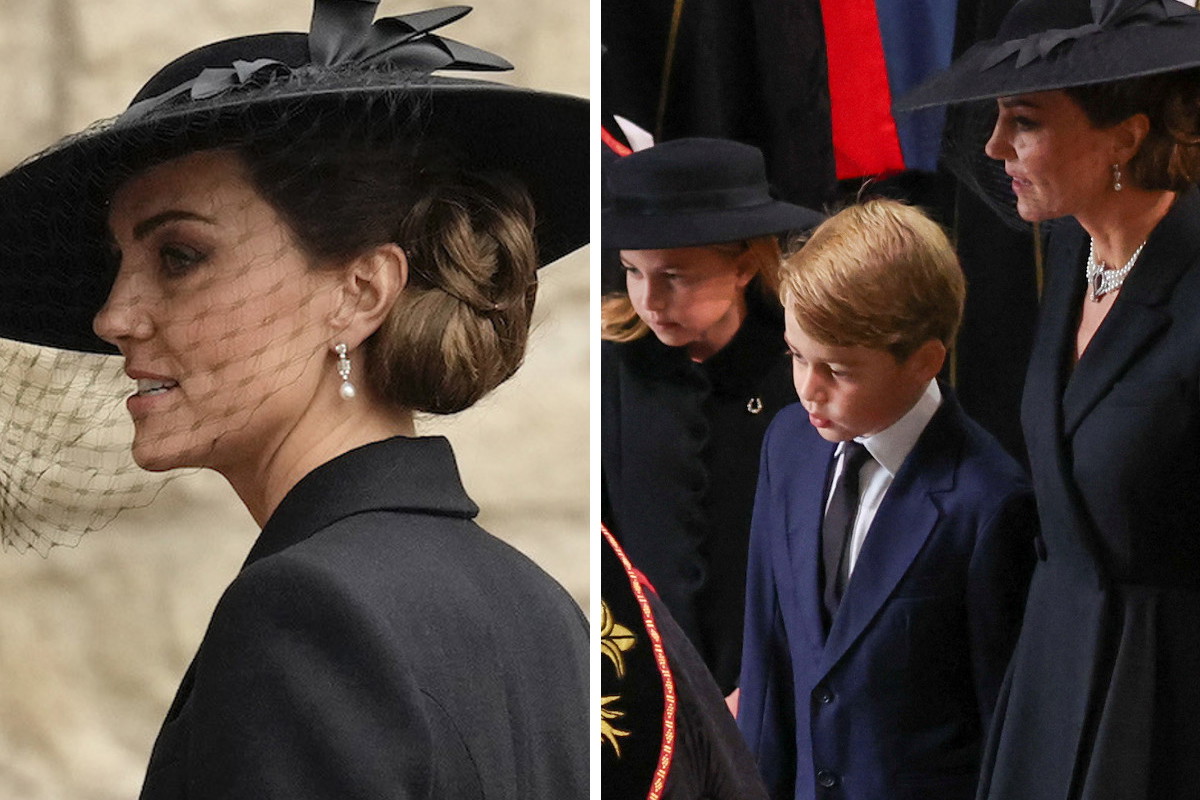Księżna Kate wraz z dziećmi na pogrzebie królowej Elżbiety II. Zabrakło Louisa