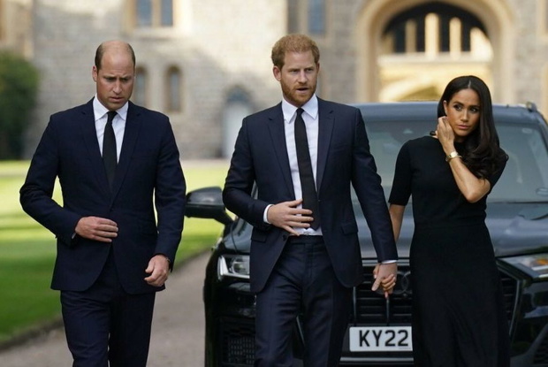 Książę Harry i książę William z żonami