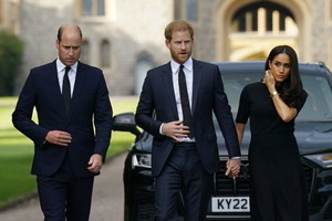 Książę Harry i książę William z żonami