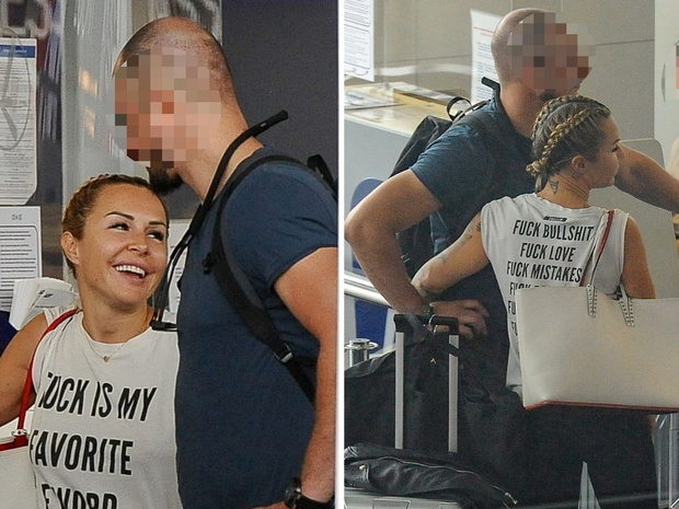Blanka Lipińska z partnerem na lotnisku