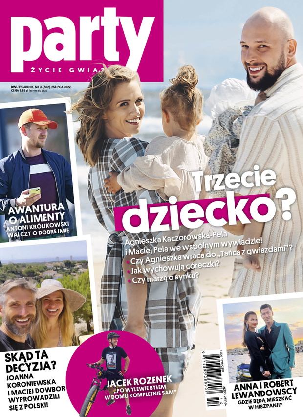 Agnieszka Kaczorowska i Maciej Pela z córkami na okładce Party