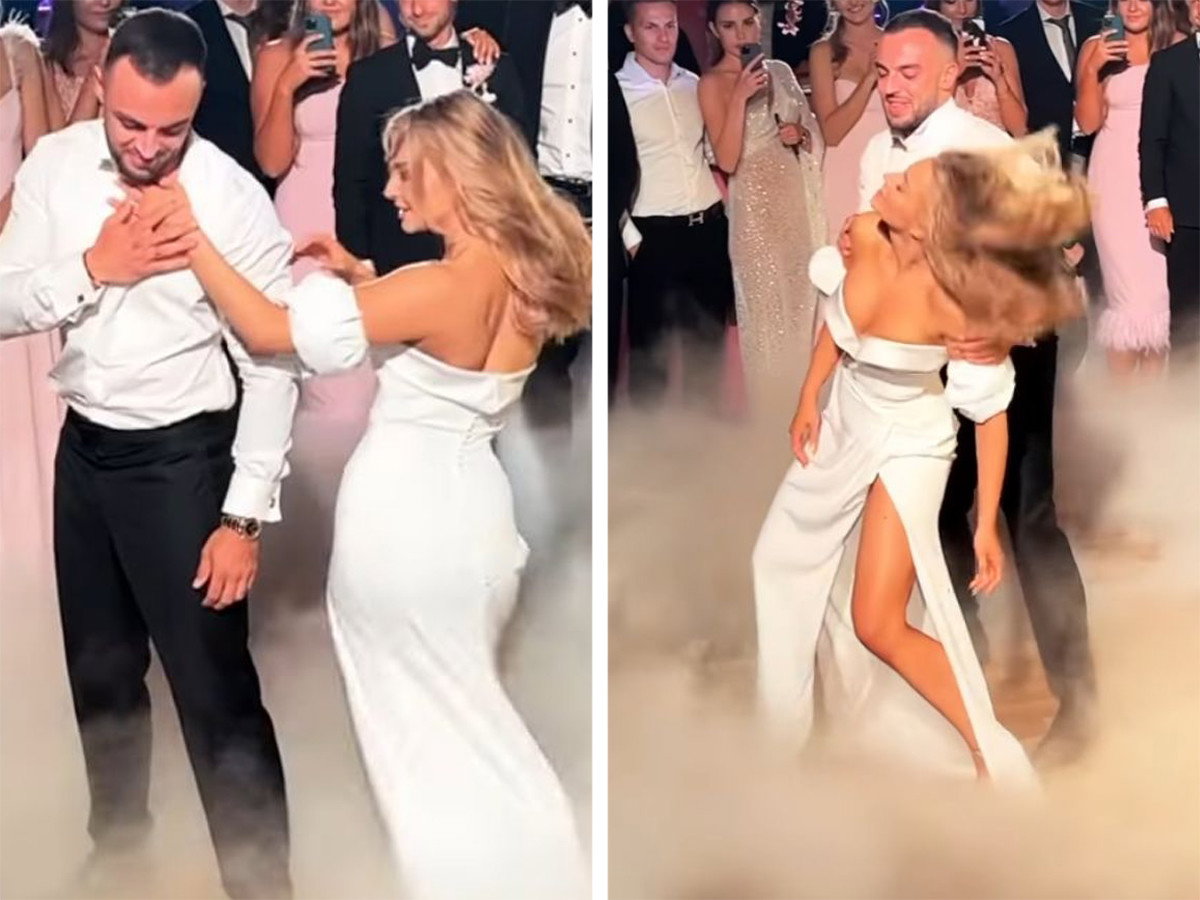 Karolina Pisarek i Roger Salla podczas pierwszego tańca na weselu