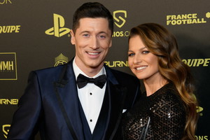 Anna Lewandowska i Robert Lewandowski na gali Złotej Piłki