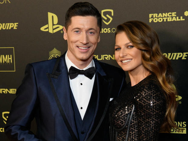 Anna Lewandowska i Robert Lewandowski na gali Złotej Piłki