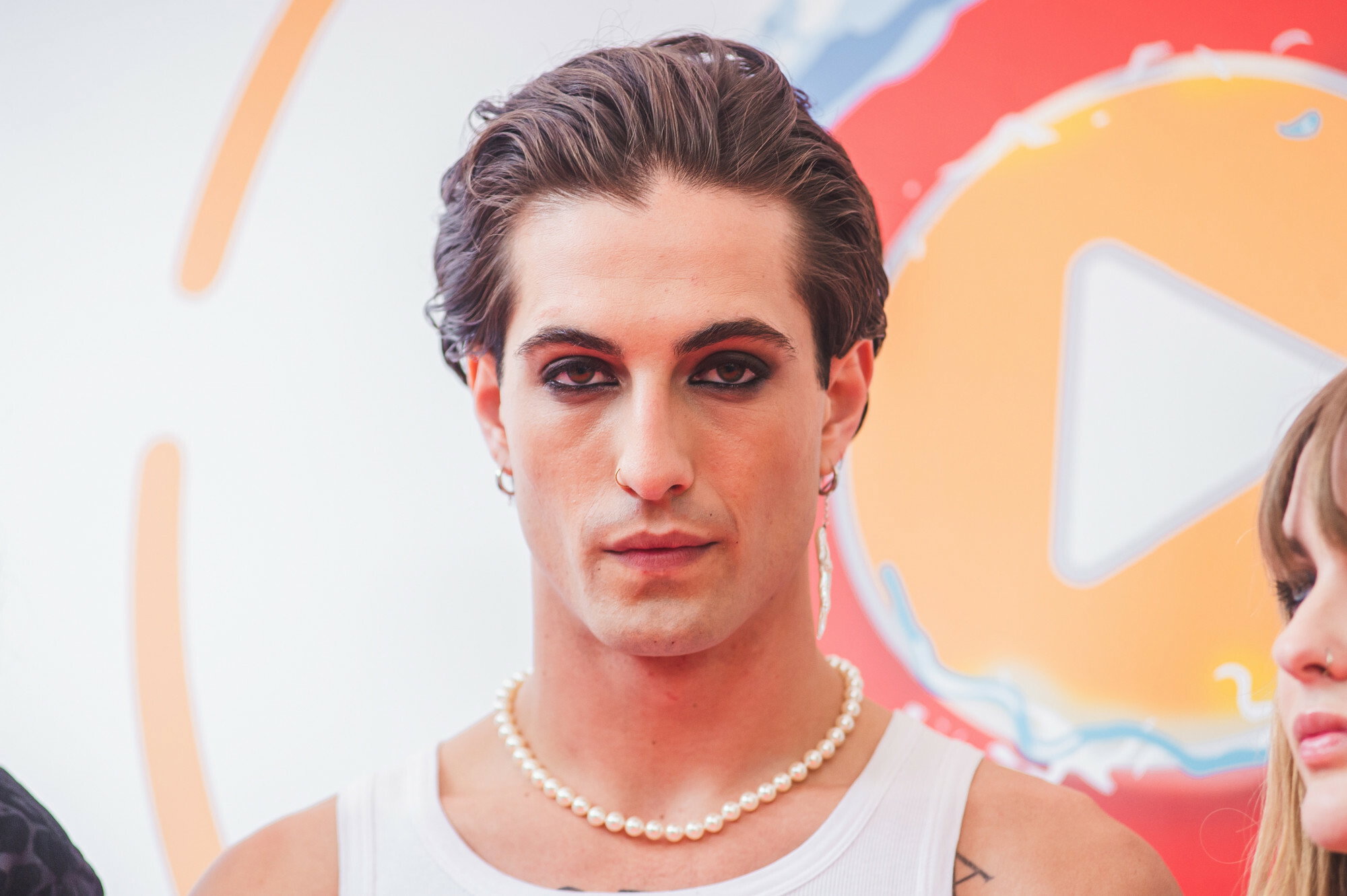 Damiano David z Maneskin na ściance Polsat SuperHit Festiwal 2021 w Sopocie