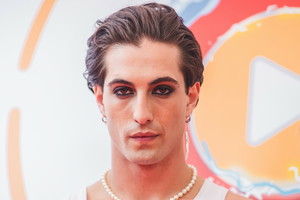 Damiano David z Maneskin na ściance Polsat SuperHit Festiwal 2021 w Sopocie