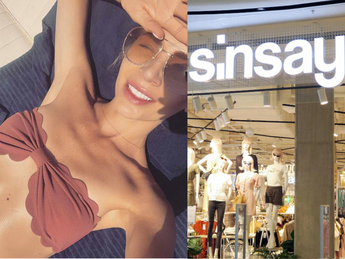 Agnieszka Woźniak-Starak w beżowym bikini, Sinsay